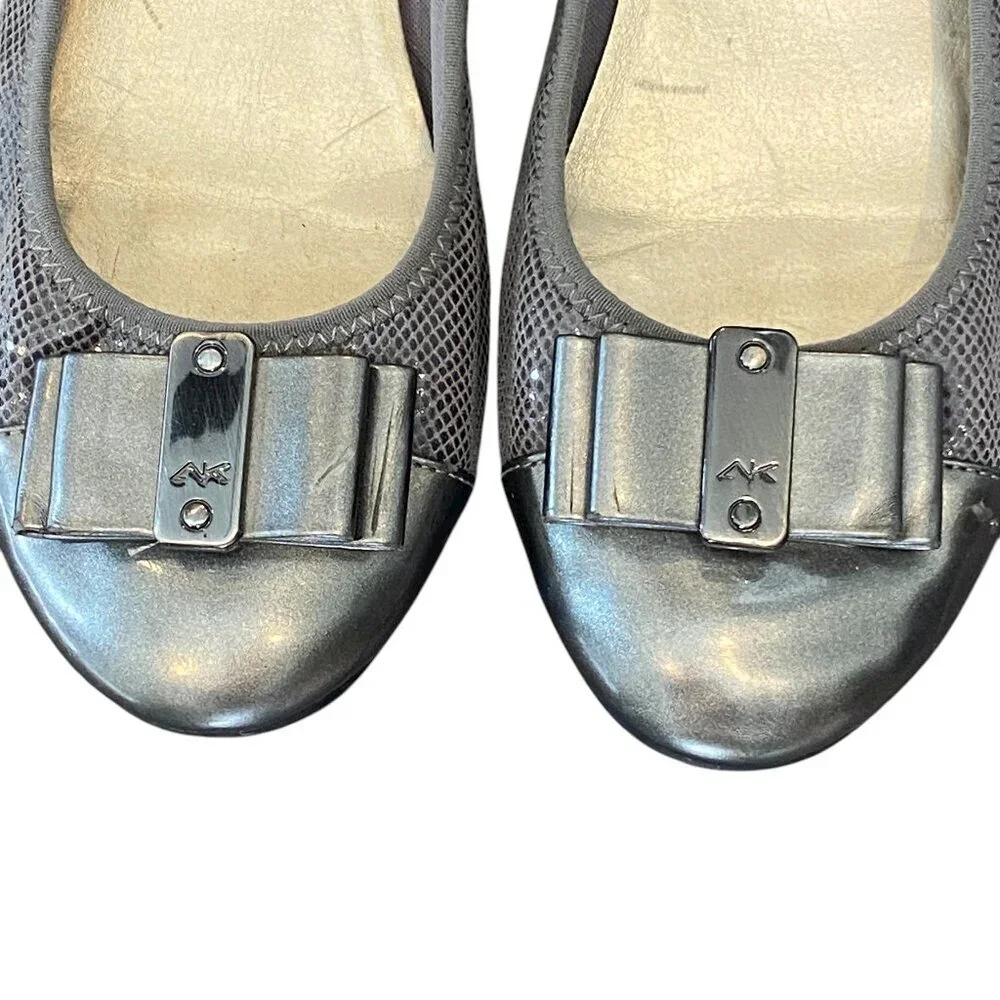 AK Anne Klein‎ Sport Metallic Silver Ballet Flats Sz 7 #330K